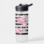 Alleen Flamingo Vibes - Black Stripe Roze Flamingo Waterfles (Links)