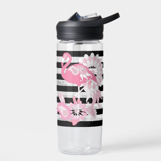 Alleen Flamingo Vibes - Black Stripe Roze Flamingo Waterfles (Links)