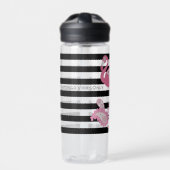 Alleen Flamingo Vibes - Black Stripe Roze Flamingo Waterfles (Voorkant)