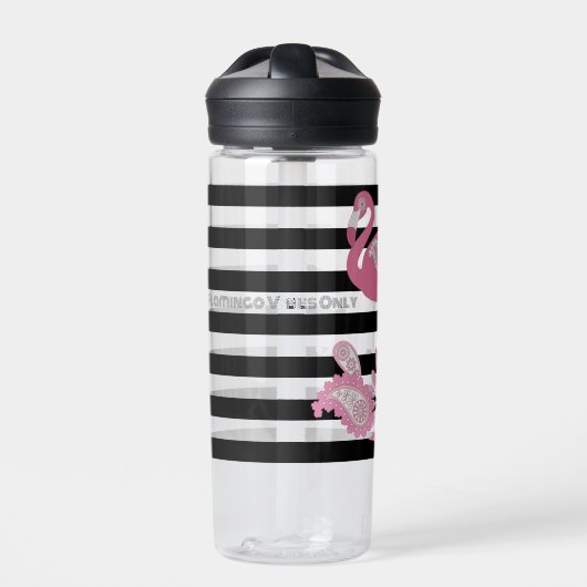 Alleen Flamingo Vibes - Black Stripe Roze Flamingo Waterfles (Voorkant)