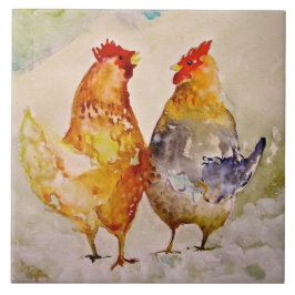 Alleen Friends Chicken Ceramic Kitchen Tile Tegeltje