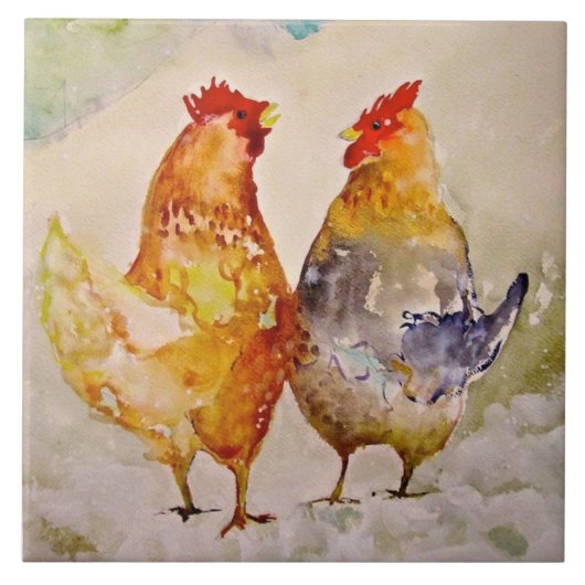 Alleen Friends Chicken Ceramic Kitchen Tile Tegeltje (Voorkant)