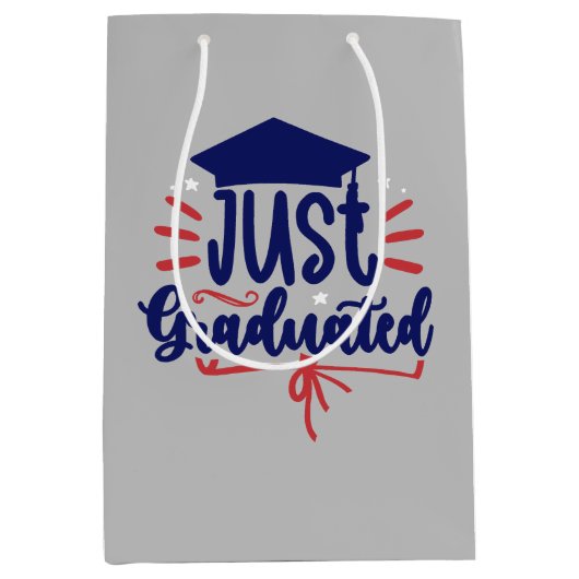 Alleen gediplomeerd rood en blauw medium cadeauzakje (Voorkant)