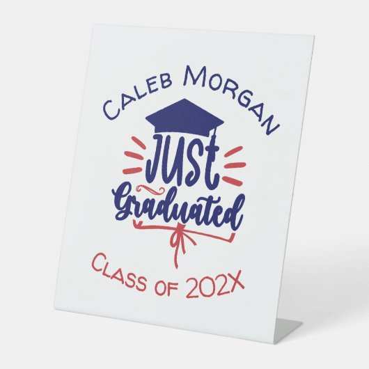 Alleen gediplomeerd rood en blauw reclamebord met voetstuk (Voorkant)