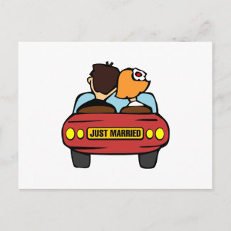 Alleen gehuwde auto en paar aankondigingskaart