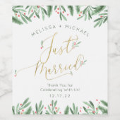 Alleen gehuwde Elegant Typography Kerstbruiloft Wijn Etiket (Enkel label)