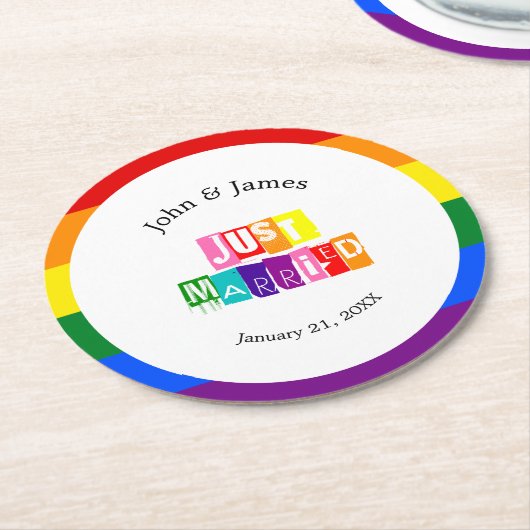 Alleen gehuwde homepage van een paar LGBTQ Ronde Kartonnen Onderzetter (Gebogen)
