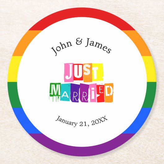 Alleen gehuwde homepage van een paar LGBTQ Ronde Kartonnen Onderzetter (Voorkant)