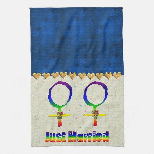 Alleen gehuwde lesbiennes theedoek (Verticaal)