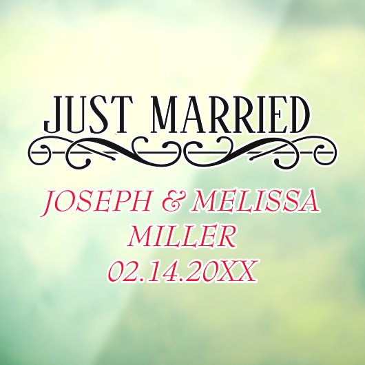 Alleen gehuwde Pas getrouwd Names Auto Window Clin Raamsticker (Vel 3)