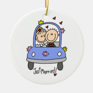 Alleen gehuwde T-shirts, bruidegom en cadeautjes Keramisch Ornament