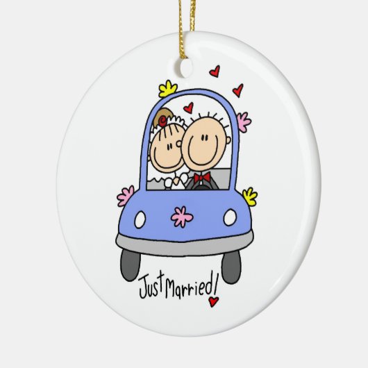 Alleen gehuwde T-shirts, bruidegom en cadeautjes Keramisch Ornament (Links)