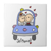 Alleen gehuwde T-shirts en cadeautjes met bruid en Tegeltje (Voorkant)