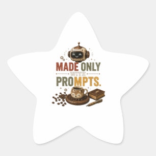 Alleen Gemaakt Met Plezierige Ai Koffie Robot Retr Ster Sticker