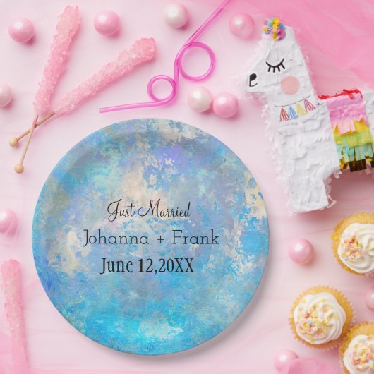 Alleen getrouwd Blauw Papieren Bordje (Feest)