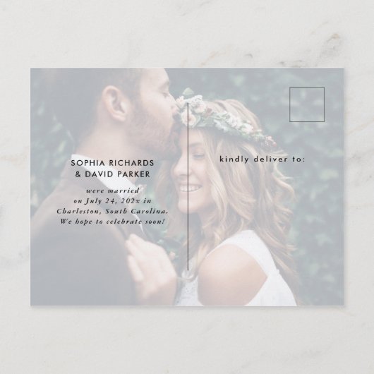 Alleen getrouwd | Elegant Two Photo Wedding Aankondigingskaart (Achterkant)