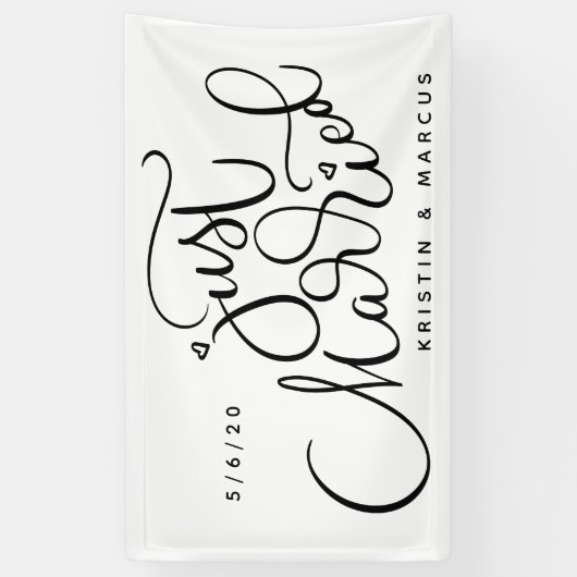 Alleen getrouwd | Jouw naam en datum toevoegen Spandoek (Verticaal)