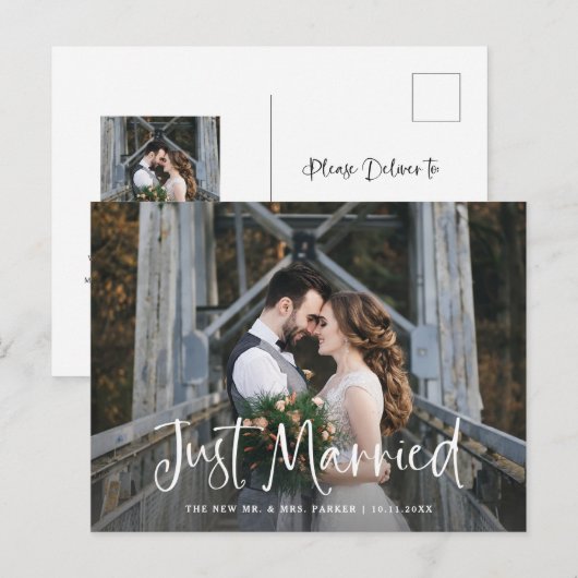 Alleen getrouwd | Uitkondiging van Rustic Photo We Briefkaart (Voorkant / Achterkant)