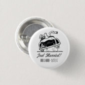 Alleen getrouwde Retro Wedding Gepersonaliseerd Bu Ronde Button 3,2 Cm (Voorkant /achterkant)