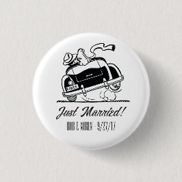 Alleen getrouwde Retro Wedding Gepersonaliseerd Bu Ronde Button 3,2 Cm