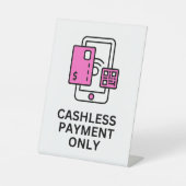 Alleen girale betaling, Roze tabletop teken Reclamebord Met Voetstuk (Voorkant)