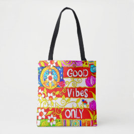 Alleen goede bloemen, vrede, dagen, vogels, vlagli tote bag