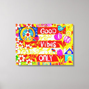 Alleen goede bloemen, vredes-gebarentaal, vlag, la canvas afdruk