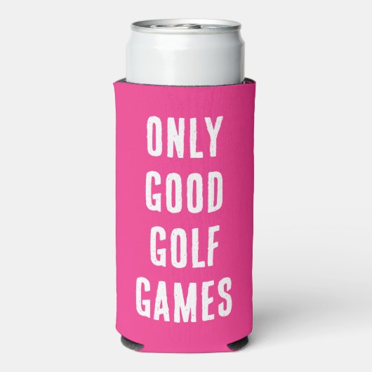 "Alleen goede golfspellen." Grappig citaat. magent Seltzer Blikjeskoeler (Seltzer Achterkant)