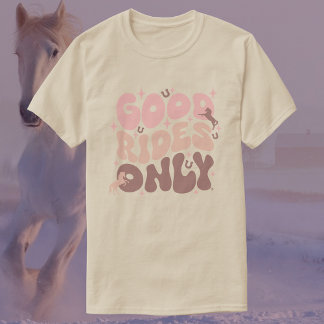 Alleen goede ritten | Groovy Retro Pink Horse T-shirt