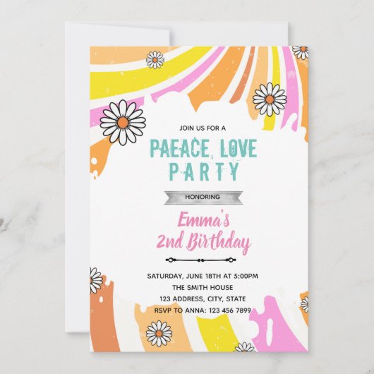 Alleen goede sfeer 60s thema uitnodiging (Voorkant)