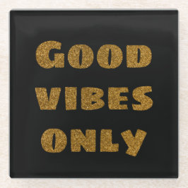 Alleen goede steekproeven | Zwarte en Golden Glitt Glazen Onderzetter