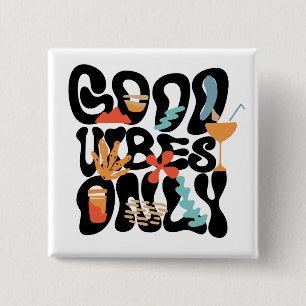 Alleen Goede Vibes Abstract Tropische Cocktail Vierkante Button 5,1 Cm