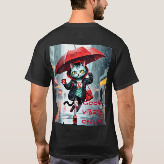 Alleen goede vibes: Cat in the Rain Graphic T-Shir T-shirt (Achterkant)