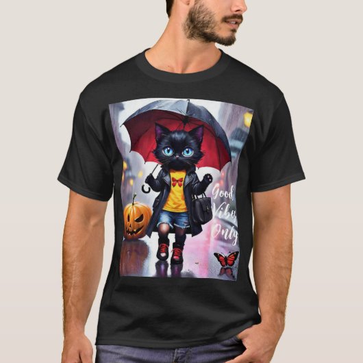 Alleen goede vibes: Cat in the Rain Graphic T-Shir T-shirt (Voorkant)