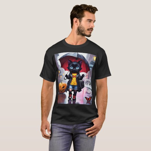 Alleen goede vibes: Cat in the Rain Graphic T-Shir T-shirt (Voorkant volledig)