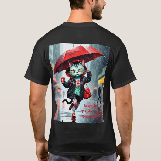 Alleen goede vibes: Cat in the Rain Graphic T-Shir T-shirt (Achterkant)
