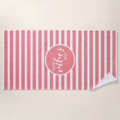 Alleen goede vibes | Coral White Stripe Schattige Strandlaken (Voorkant)