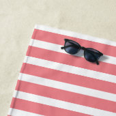 Alleen goede vibes | Coral White Stripe Schattige Strandlaken (In situ)