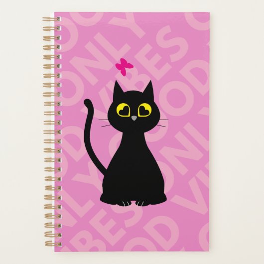 ALLEEN GOEDE VIBES! - Grappige kattenplanner Planner (Voorkant)