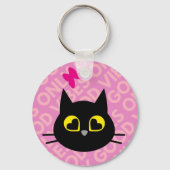 ALLEEN GOEDE VIBES! Grappige zwarte kat sleutelhan Sleutelhanger (Voorkant)