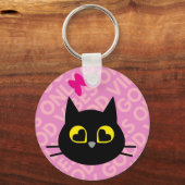 ALLEEN GOEDE VIBES! Grappige zwarte kat sleutelhan Sleutelhanger (Voorkant)