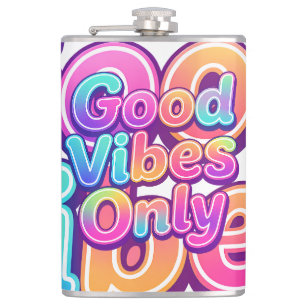 Alleen Goede Vibes Kleurrijke Typografie Cadeau On Heupfles