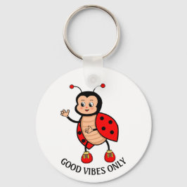 Alleen Goede Vibes Lieveheersbeestje op Wit Sleutelhanger