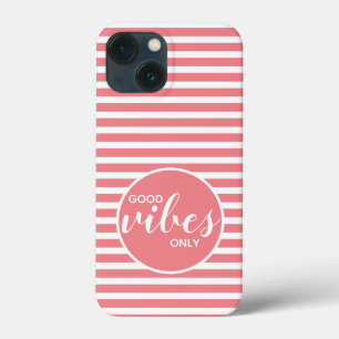 Alleen Goede Vibes Motivatie Quote Roze Strepen Case-Mate iPhone Case