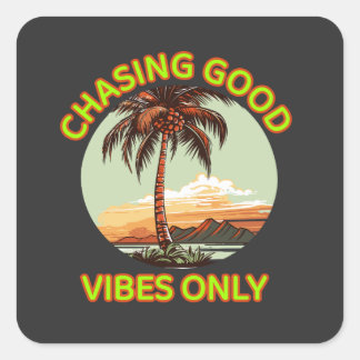 Alleen goede vibes najagen - Retro Sunset sticker