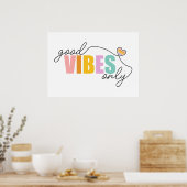 Alleen Goede Vibes Regenboog Hart Poster (Keuken)