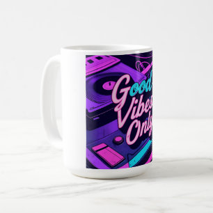 Alleen goede vibes - Retro 80s Neon  ontwerp Koffiemok