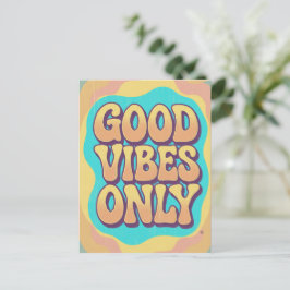 Alleen goede vibes retro groovy stijl briefkaart