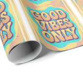 Alleen goede vibes retro groovy stijl cadeaupapier (Rol Hoek)