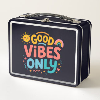 Alleen goede vibes Retro kleurrijke Lunchbox